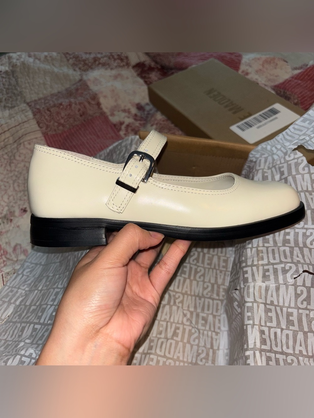 Bone Mary Jane Delancy Flats with Buckle Strap